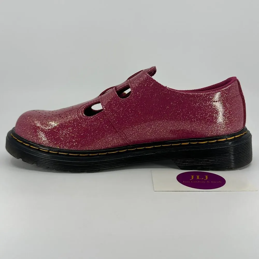 Dr. Martens Women's 8065 Fuchsia Glitter Patent Mary Jane Shoes 8065Y Size 6